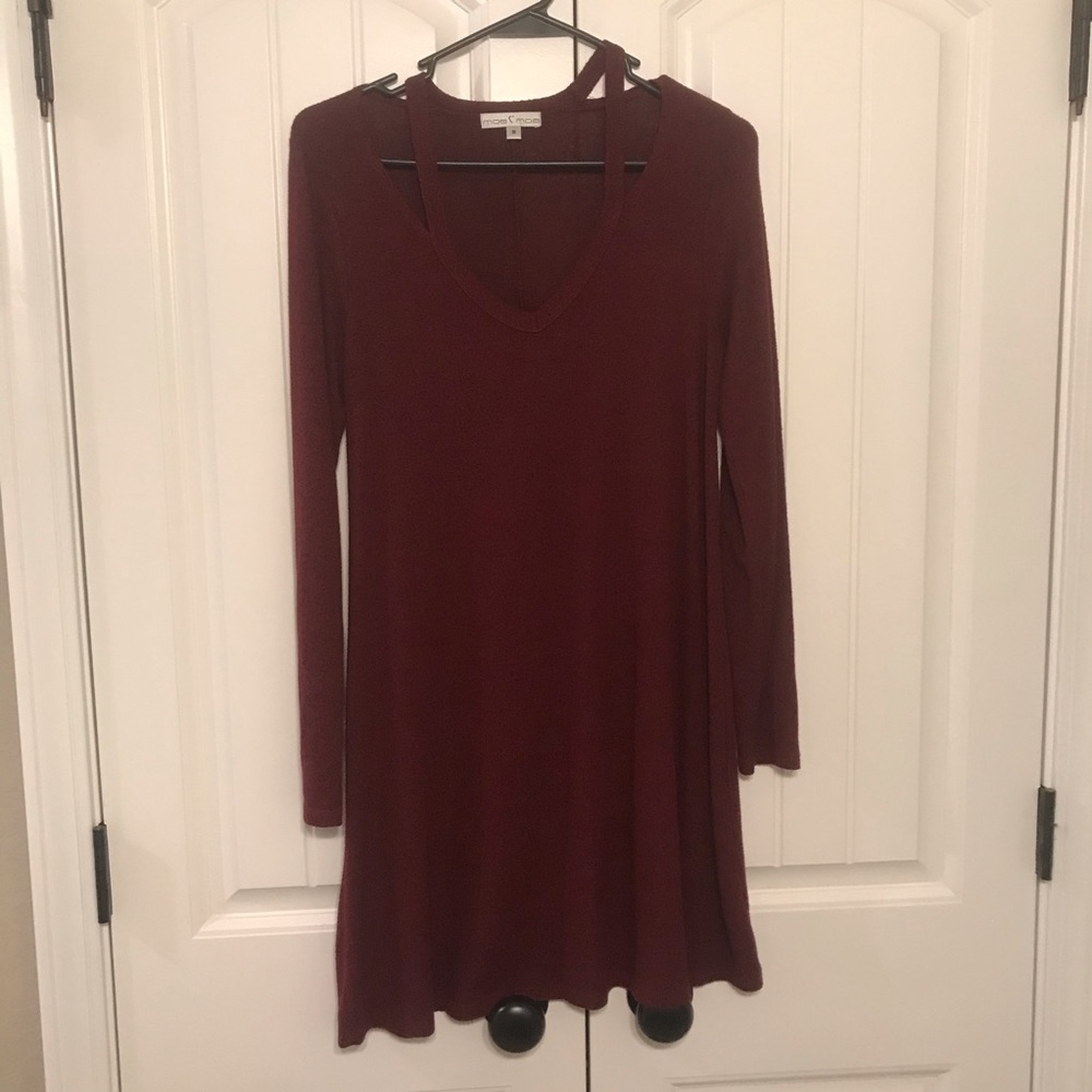 Maroon Long Sleeve Dress